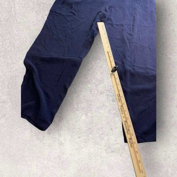 NWT Eileen Fisher Silk Georgette Crepe Slouchy Ankle Pants Navy Blue L - Picture 9 of 9